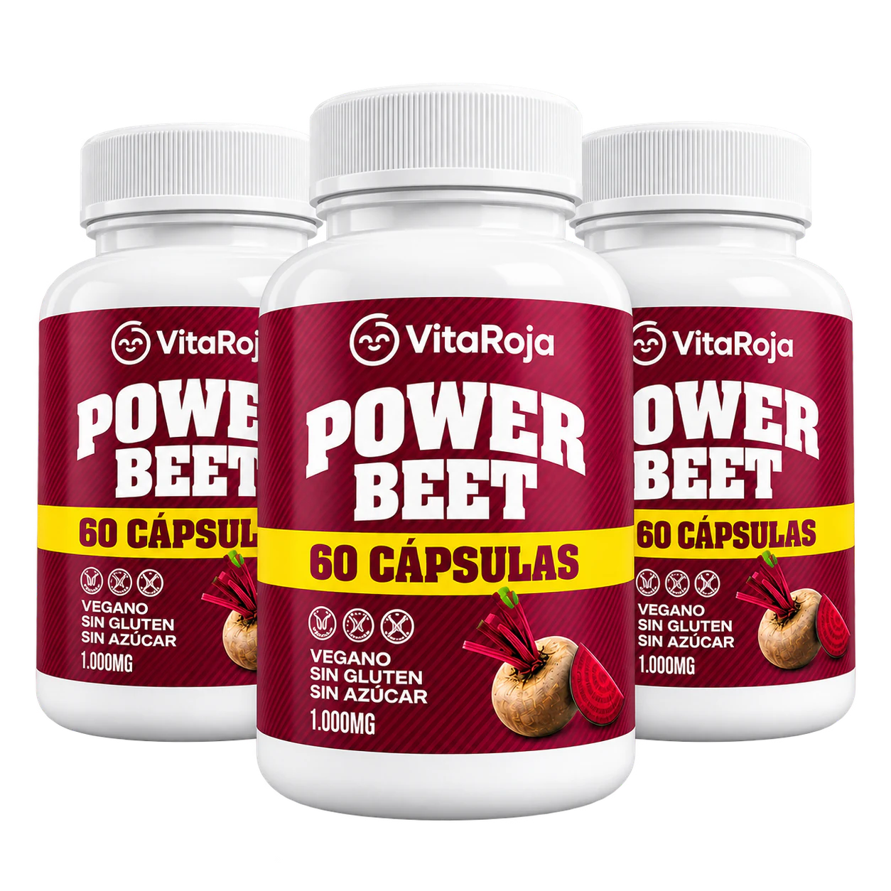 Tres frascos de Power Beet VitaRoja